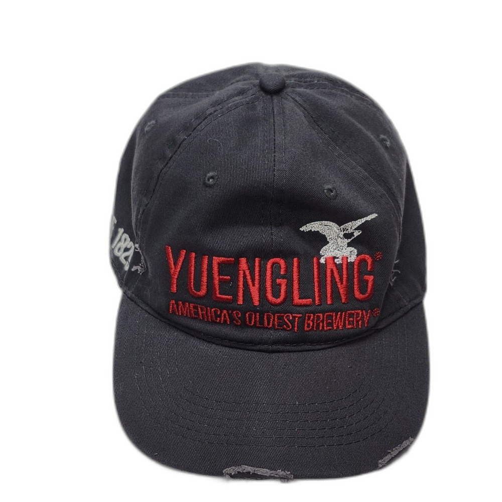 Yuengling America's Oldest Brewery Distressed Baseball Cap Hat Black Red Logo